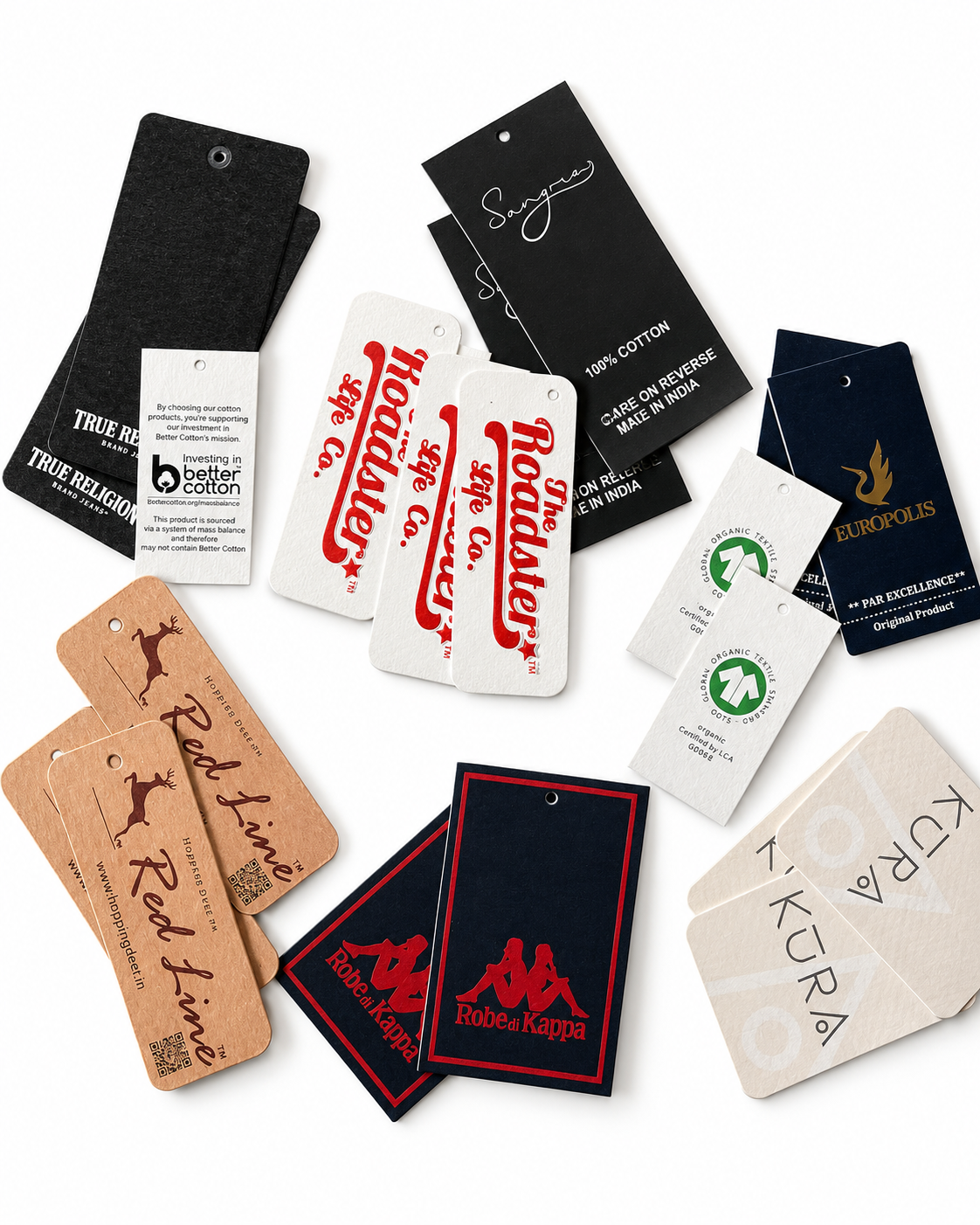 Hang tags and labels in recycled cotton board