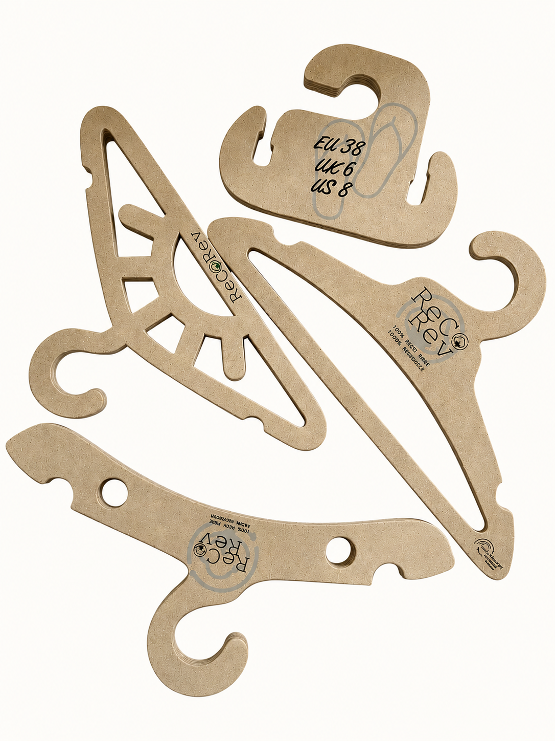 Garment hangers made from recycled cotton board
