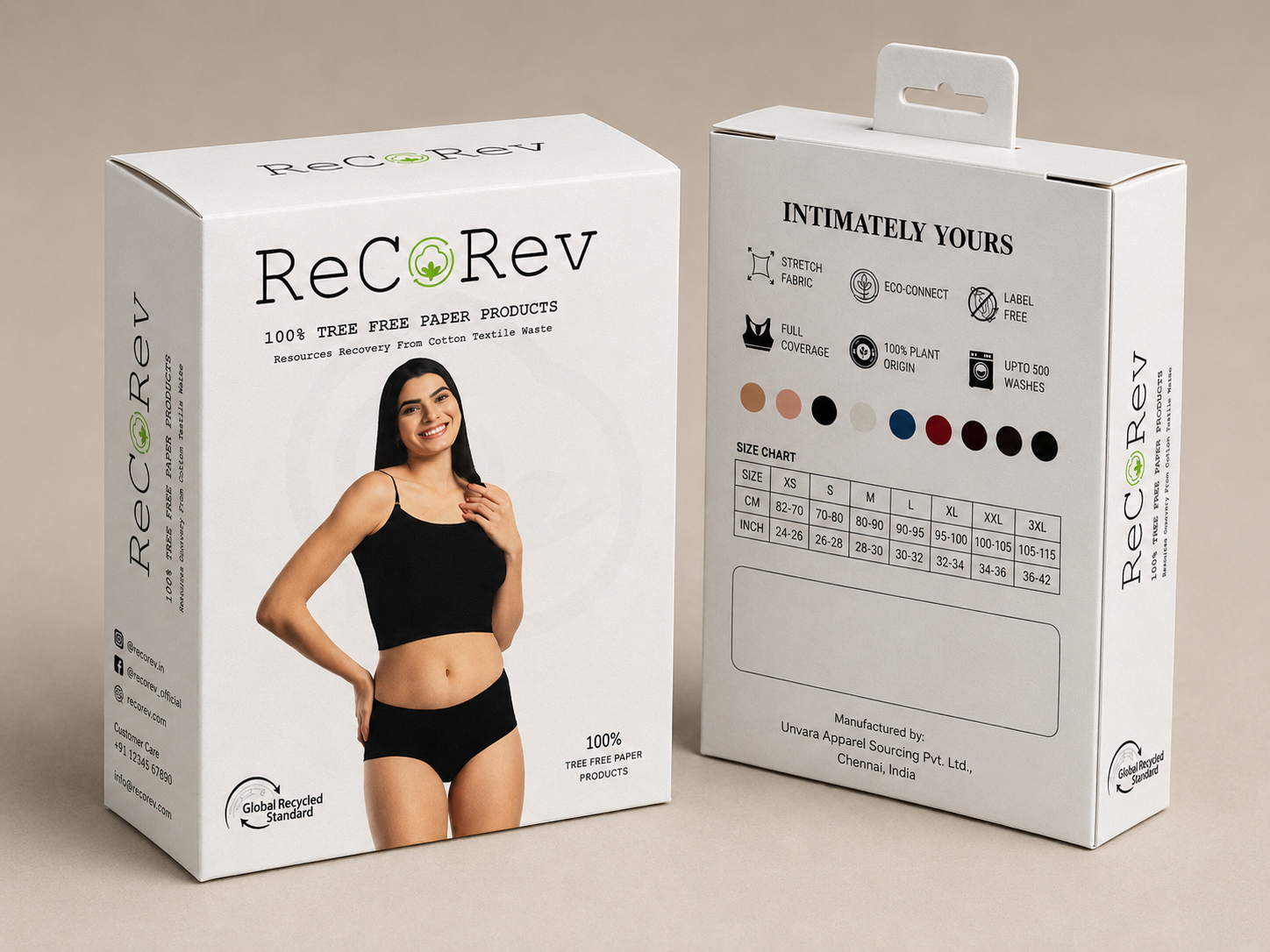 Fashion retail packaging made from recycled cotton board
