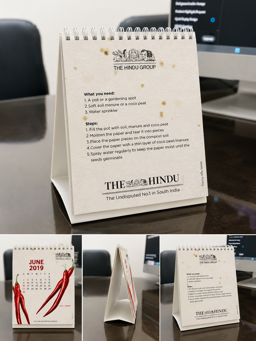 Plantable seed-paper desk calendar