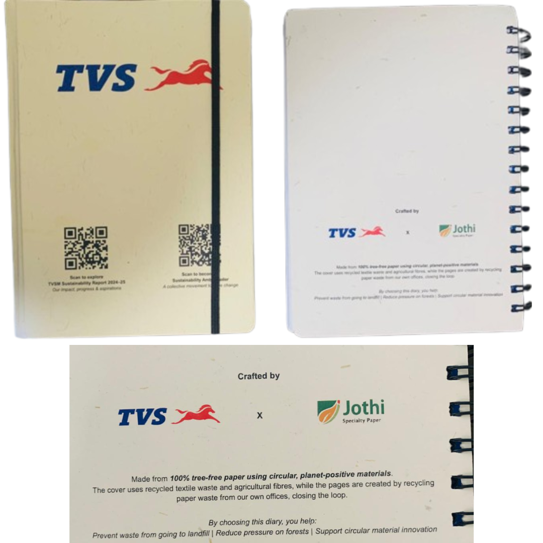 Corporate branded notebooks made from recycled waste