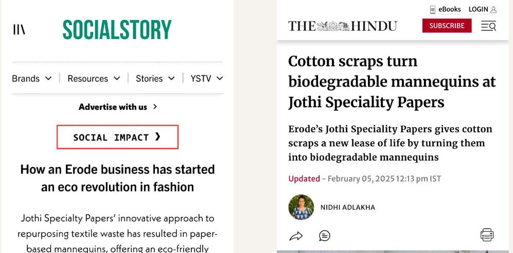 Cotton scraps turn biodegradable mannequins at Jothi Speciality Papers