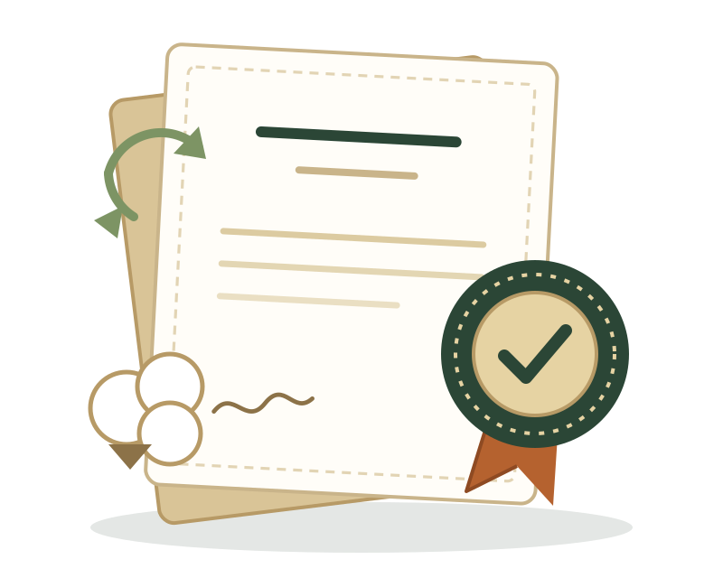 Certificate with a certified seal representing GRS certification